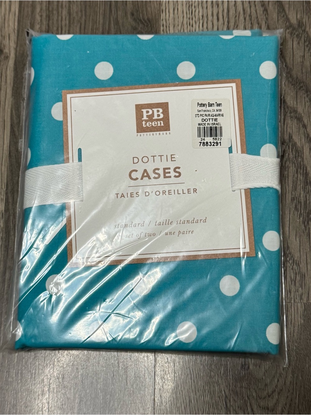Pottery Barn Teen Dottie Sham Set Teal White Polka Dot Standard NEW SEALED PACK